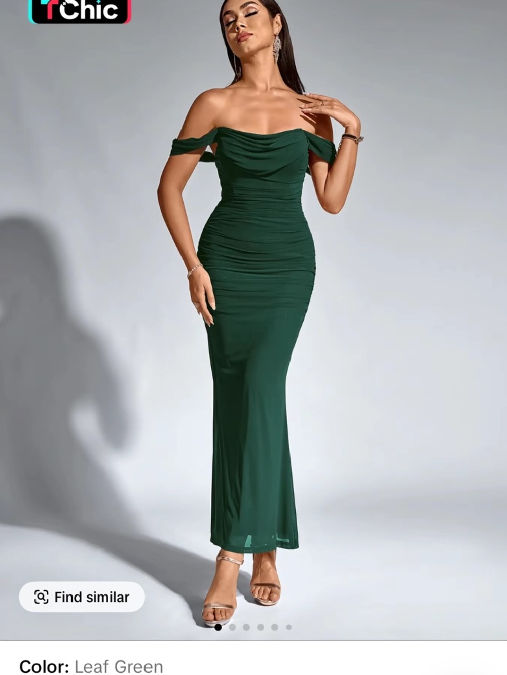 Leaf Green Off-Shoulder Bodycon Dress